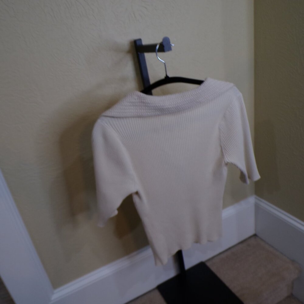 Aldo Cream Ribbed Knit Top