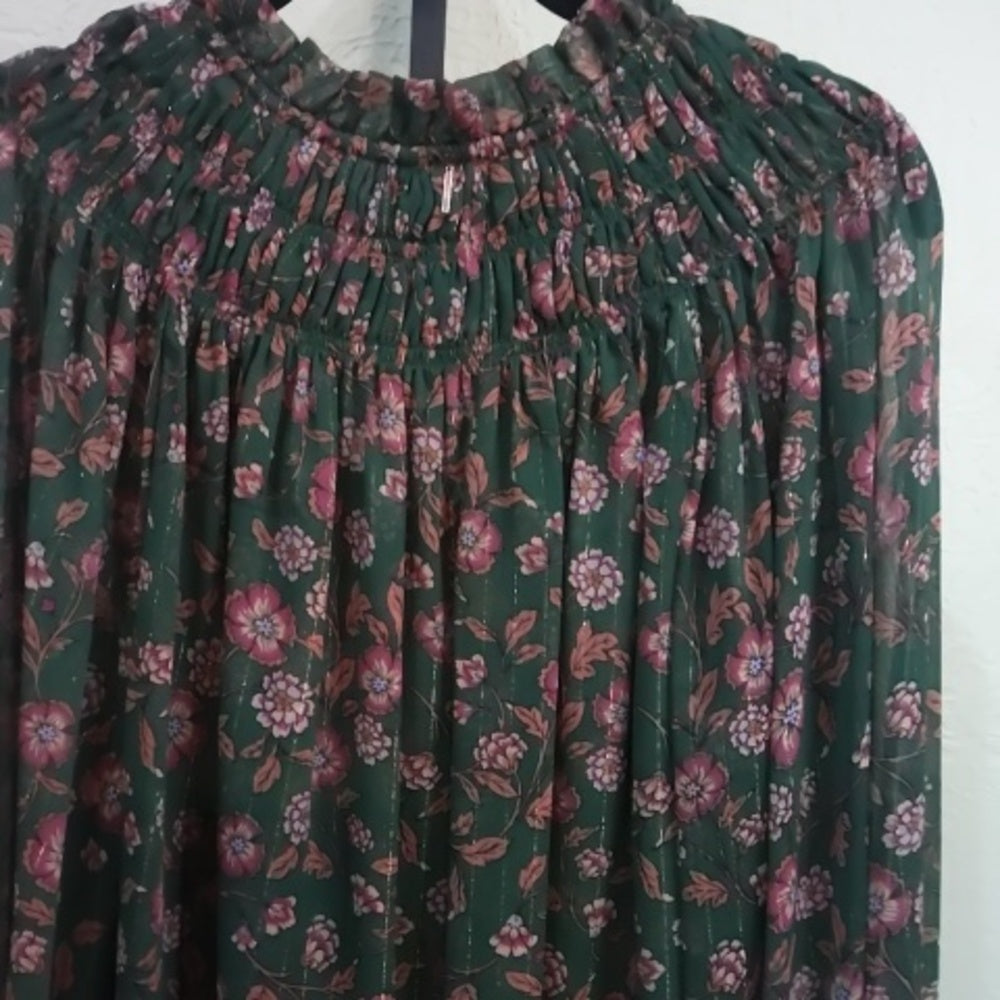 Misa Los Angeles Pink Ruffled Bib Collar Blouse