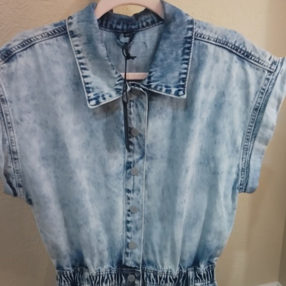 NWT size S BlankNYC washed denim romper in blind journey