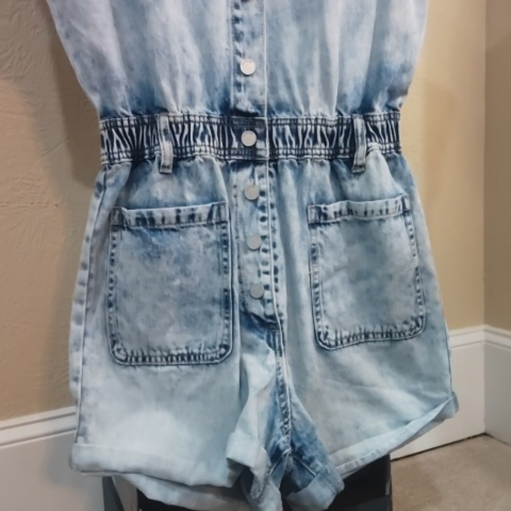 NWT size S BlankNYC washed denim romper in blind journey