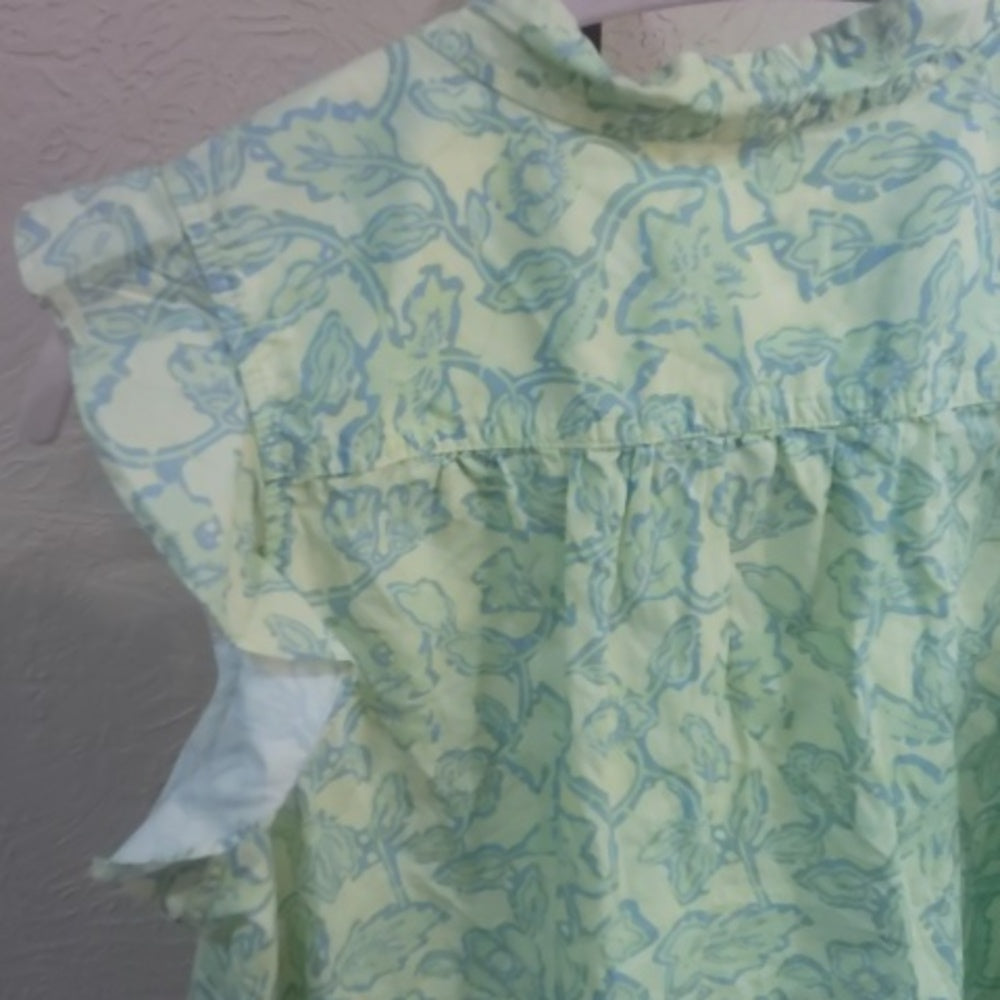 Size XL Derek Lam Green Pleated Cap Sleeve Blouse