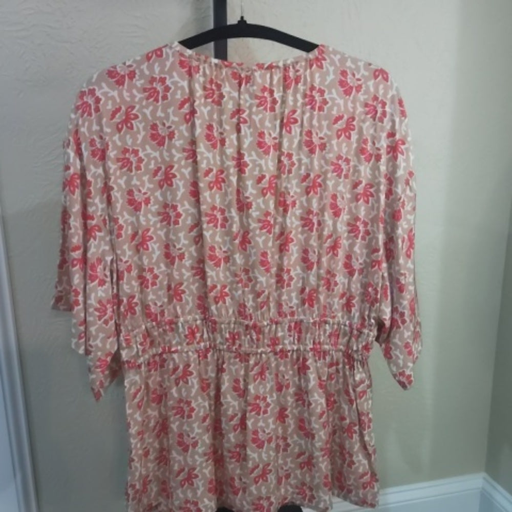 Joie Floral Blouse in Pink and Cream