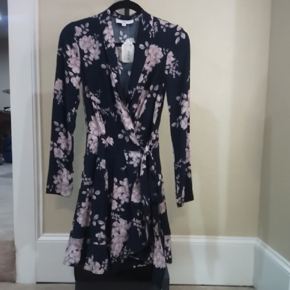 Size 2 Marissa Webb Blue and Pink Long Sleeve Dress