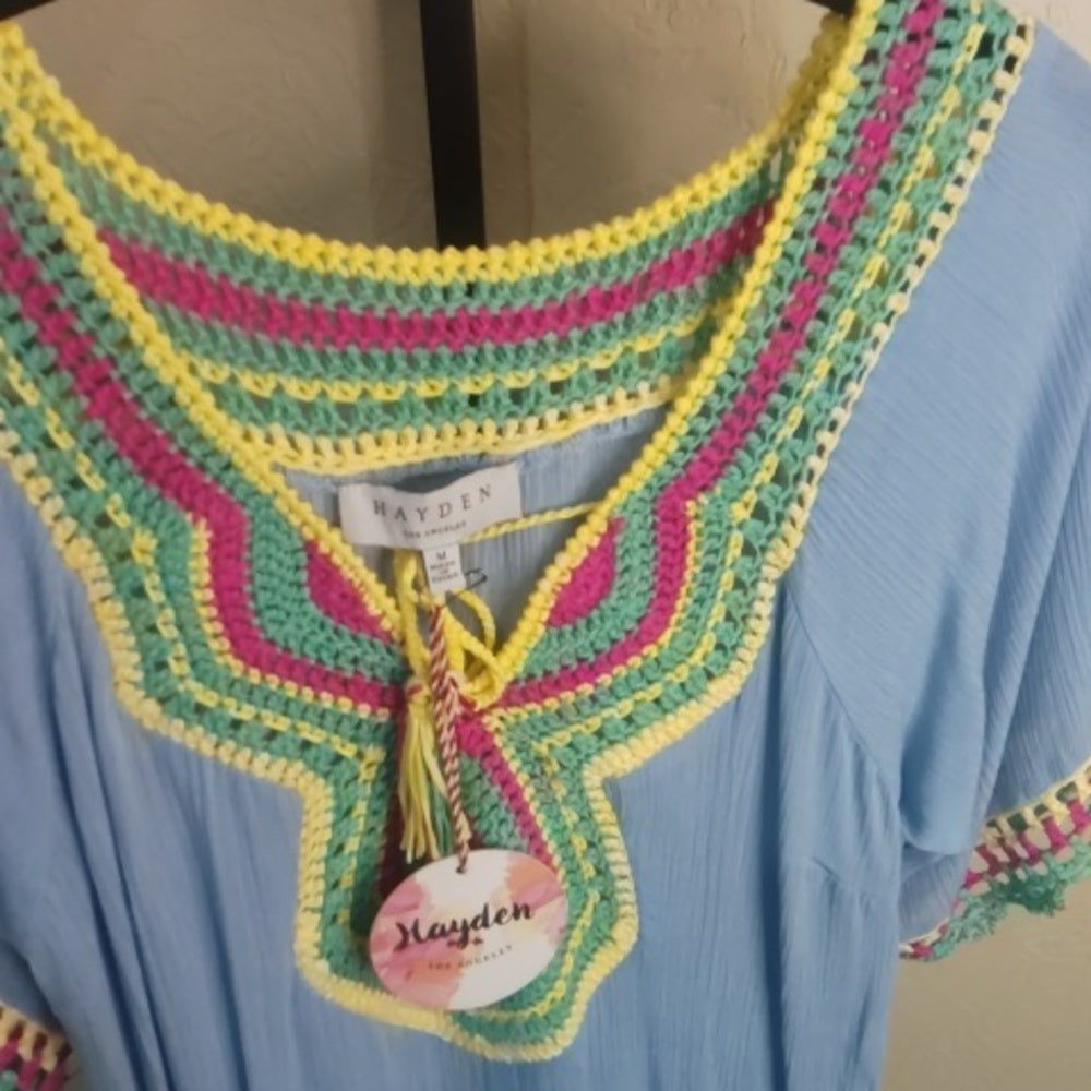 NWT SIZE M Hayden Blue Midi Dress with Multicolor Accents