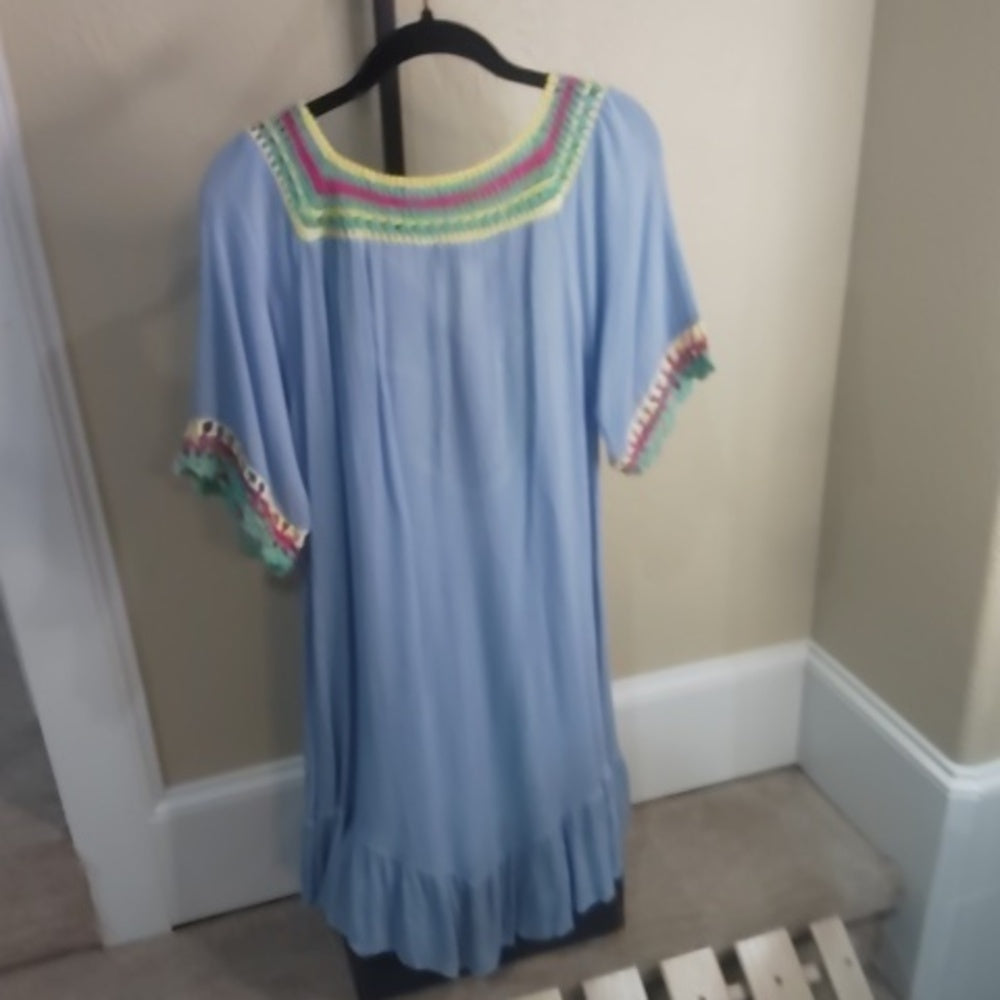 NWT SIZE M Hayden Blue Midi Dress with Multicolor Accents