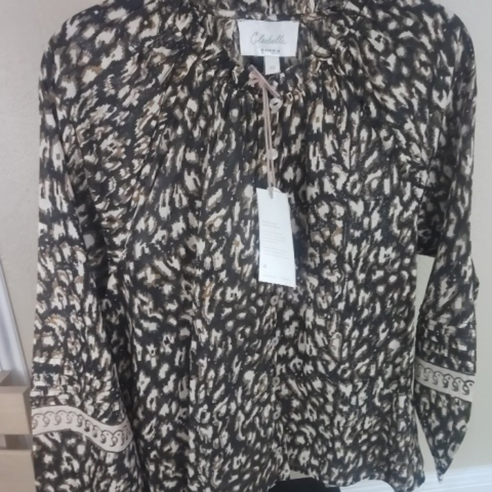 NWT SIZE XS Women's Brown Patterned Top