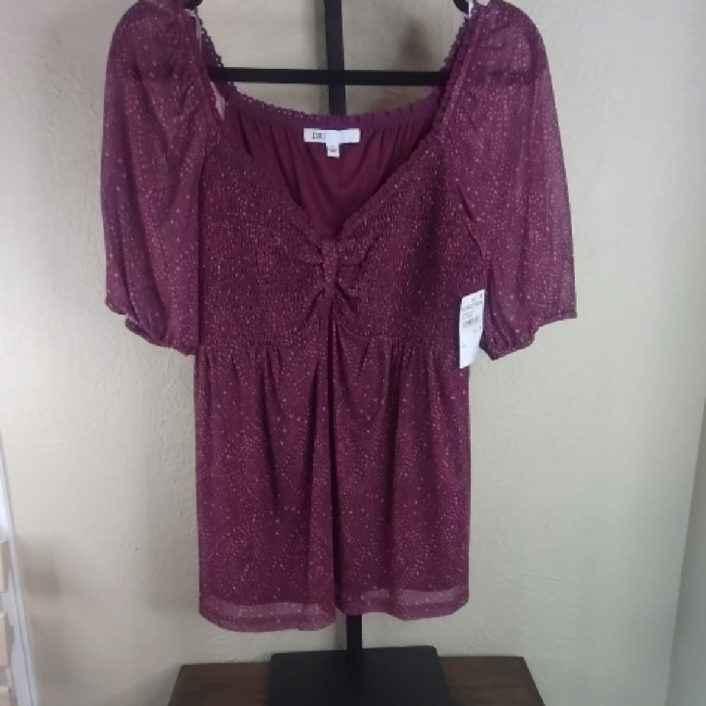 NWOT Size small Nordstrom Purple Flutter Sleeve Blouse with Tie Front