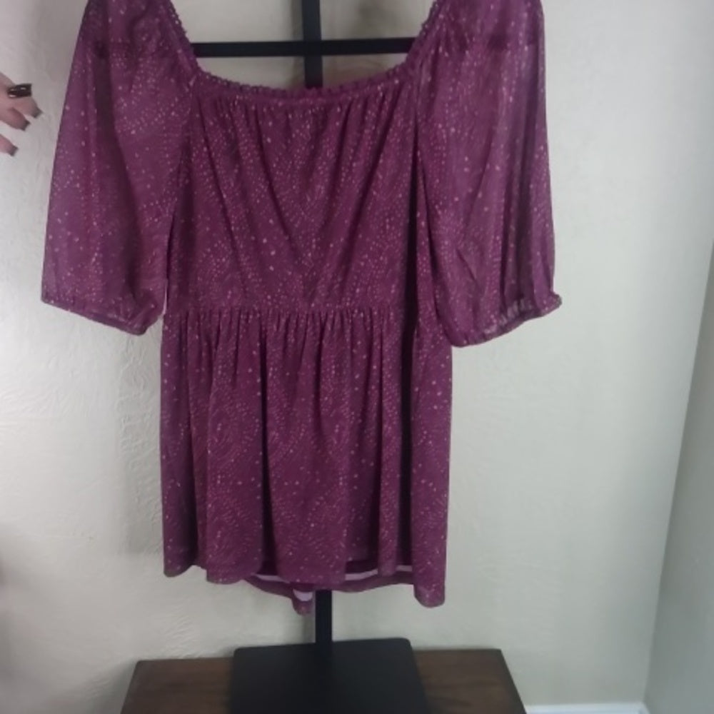 NWOT Size small Nordstrom Purple Flutter Sleeve Blouse with Tie Front