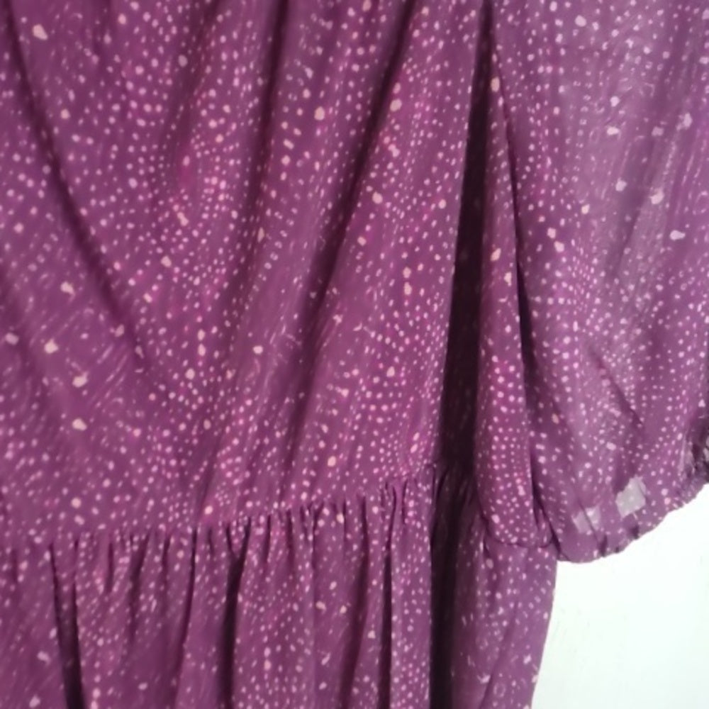 NWOT Size small Nordstrom Purple Flutter Sleeve Blouse with Tie Front