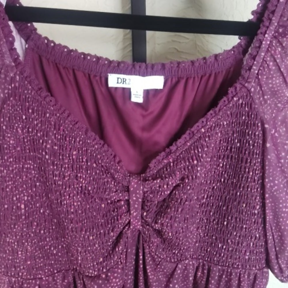 NWOT Size small Nordstrom Purple Flutter Sleeve Blouse with Tie Front