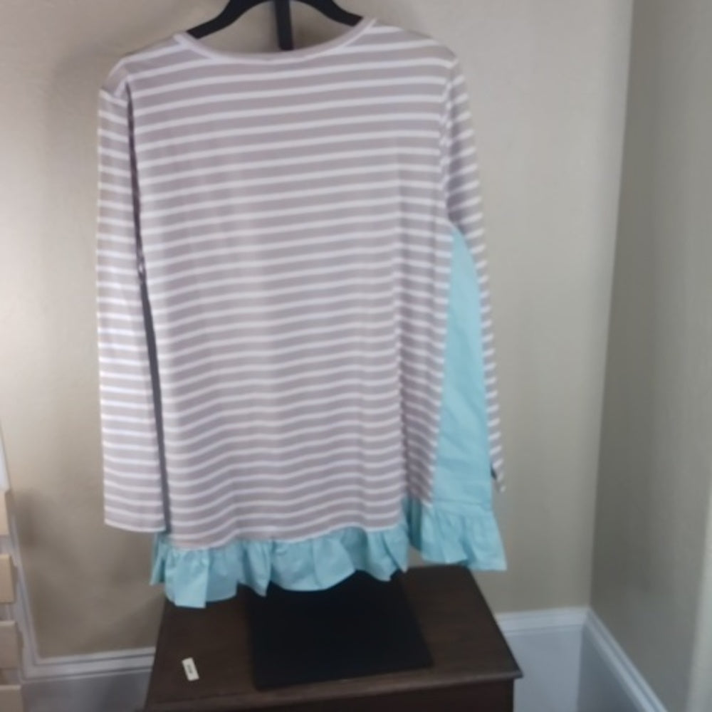 NWT SIZE S Striped Long Sleeve Top with Ruffle Hem