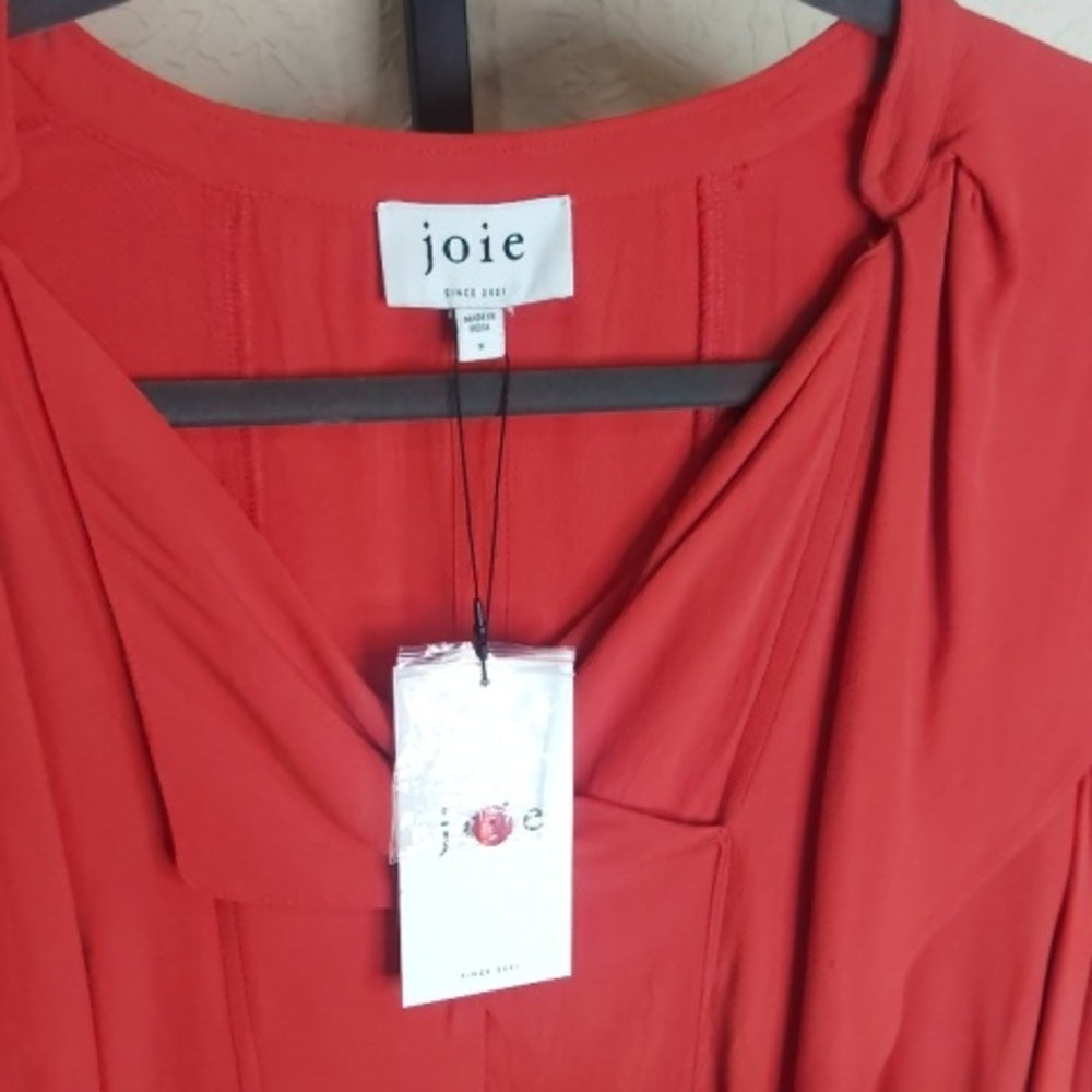NWT SIZE S Joie Pink Ruffled Blouse with Long Sleeves
