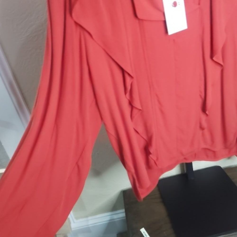 NWT SIZE S Joie Pink Ruffled Blouse with Long Sleeves