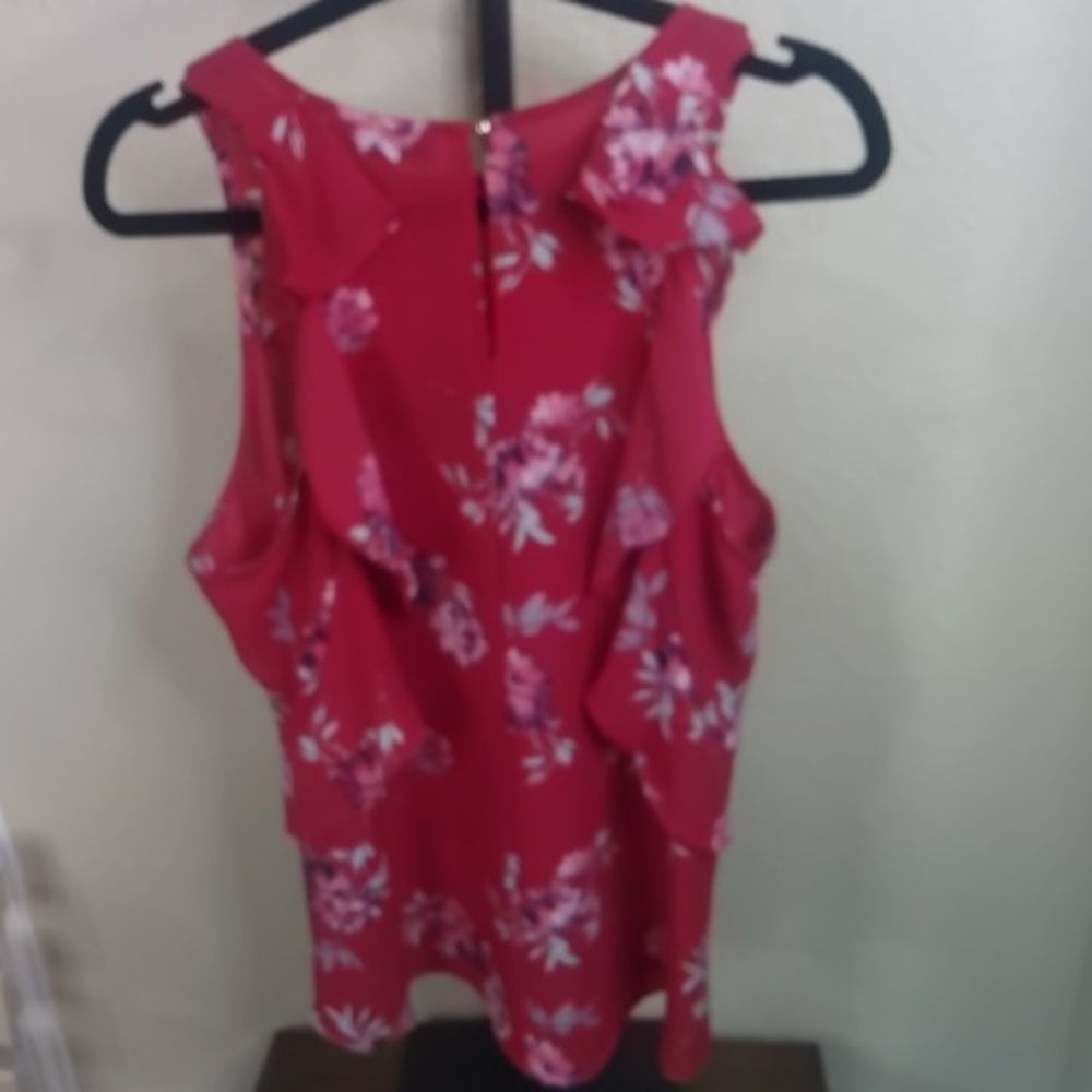 NWT SIZE L Hayden Red and Pink Blouse Vibrant Top