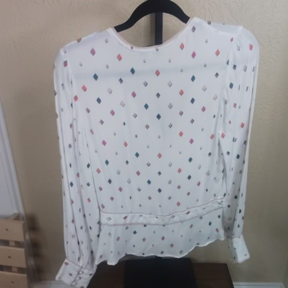 Elegant Red and White Blouse Top