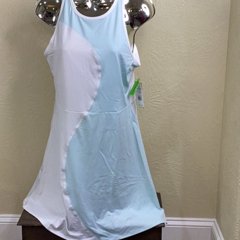 NWT SIZE LARGE EleVen by Venus Williams White and Blue Athletic Sheath Dress