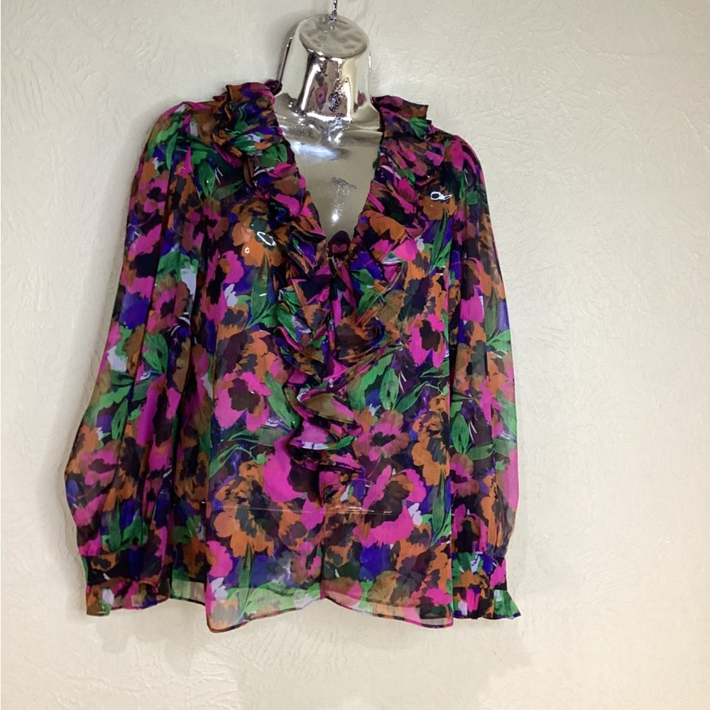 NWT SIZE XS Misa Los Angeles Pink and Purple Long Sleeve Dress