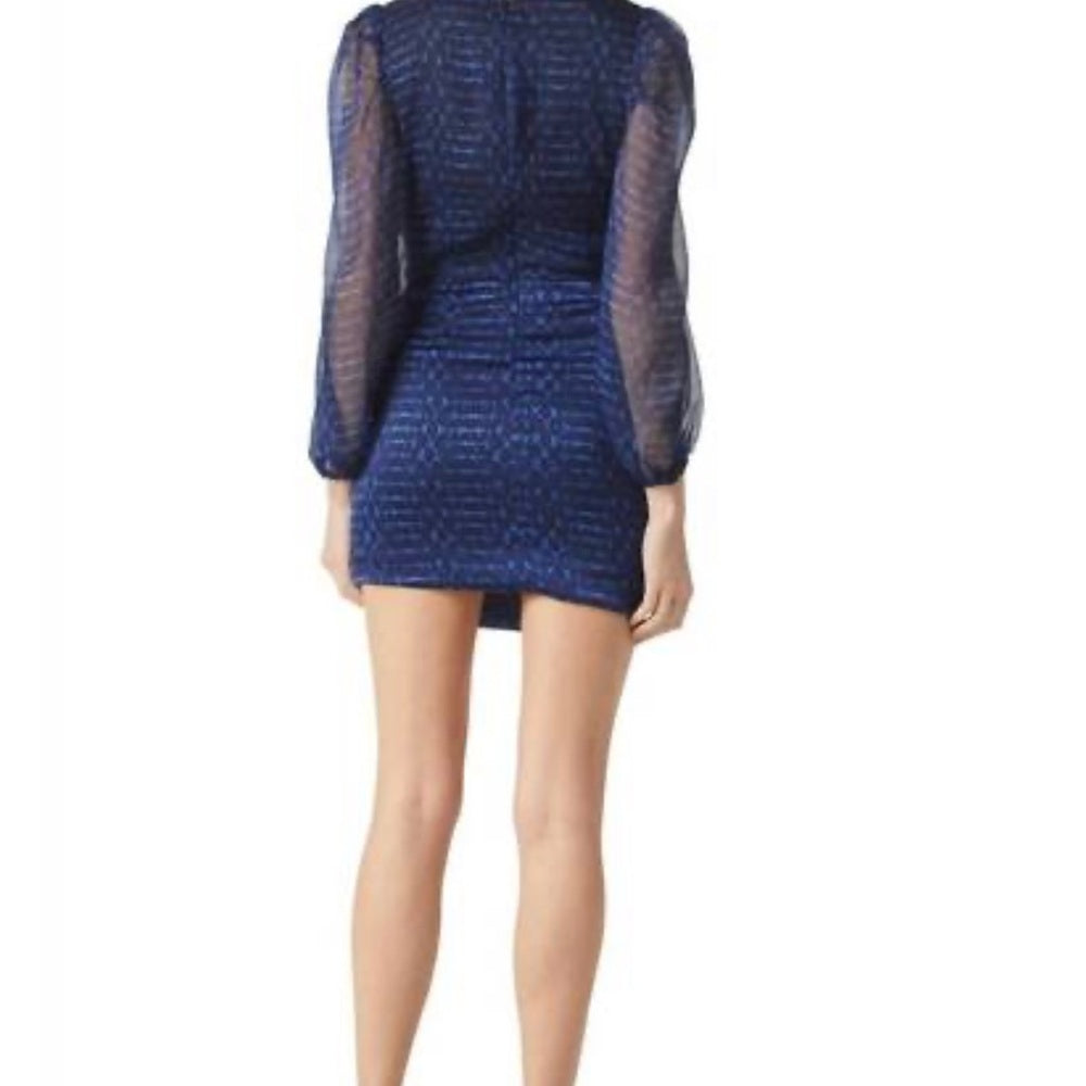 NWT SIZE XS Misa Los Angeles Blue Bodycon Cocktail Dress with Bishop Sleeves