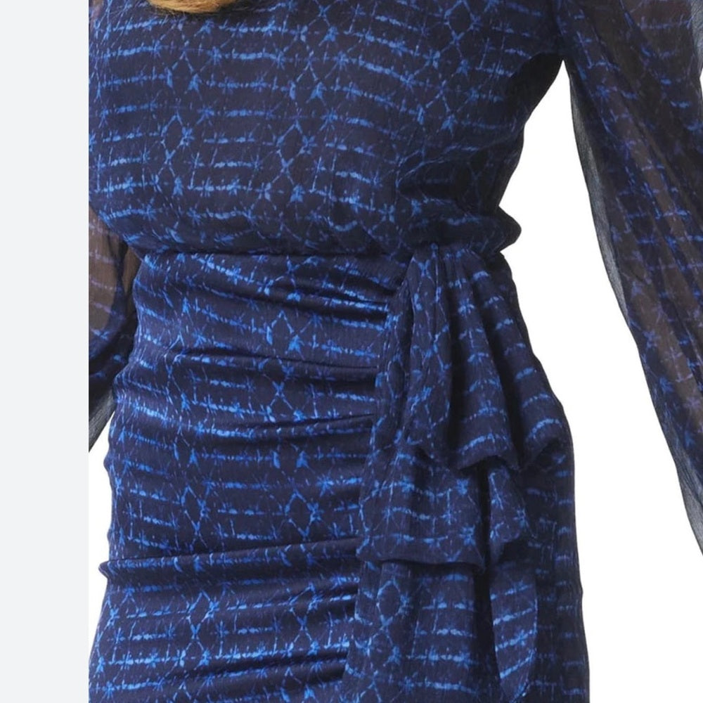 NWT SIZE XS Misa Los Angeles Blue Bodycon Cocktail Dress with Bishop Sleeves
