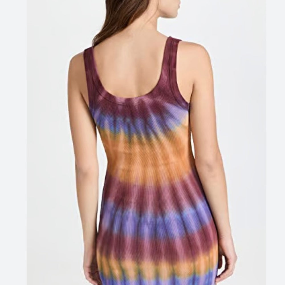NWT SIZE XS Cotton Citizen Orange and Purple Mini Dress with Tie-Dye Pattern