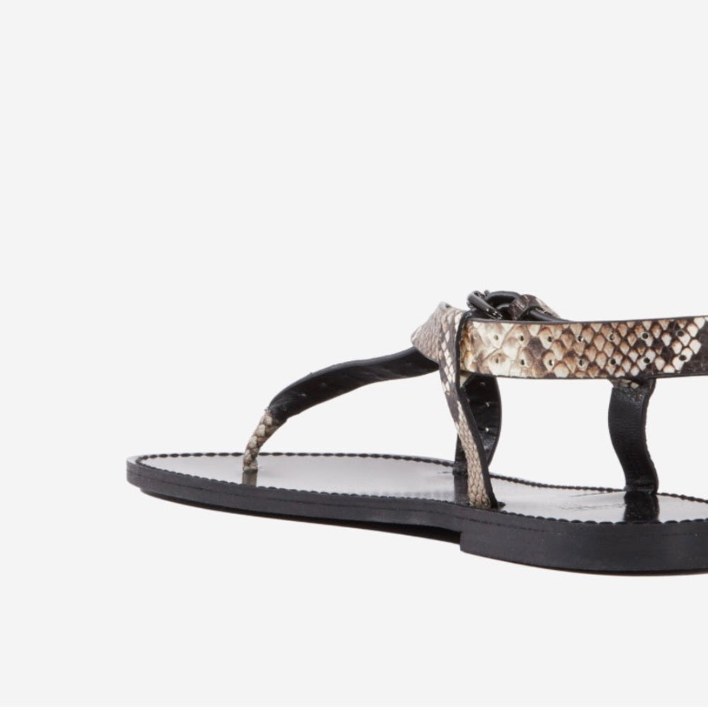 NWT SIZE 6.5 The Kooples Black and Brown Sandals with Snakeskin Straps