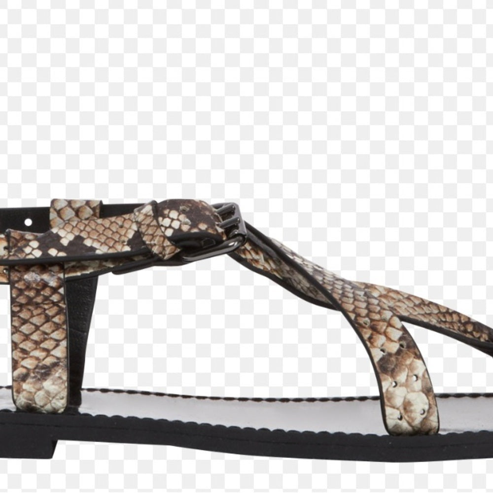 NWT SIZE 6.5 The Kooples Black and Brown Sandals with Snakeskin Straps