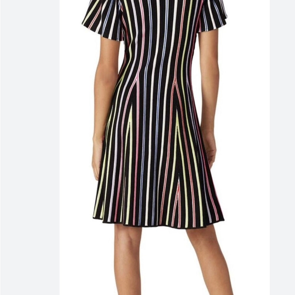 SIZE S Milly of New York Black and White A-Line Mini Dress with Flutter Sleeves
