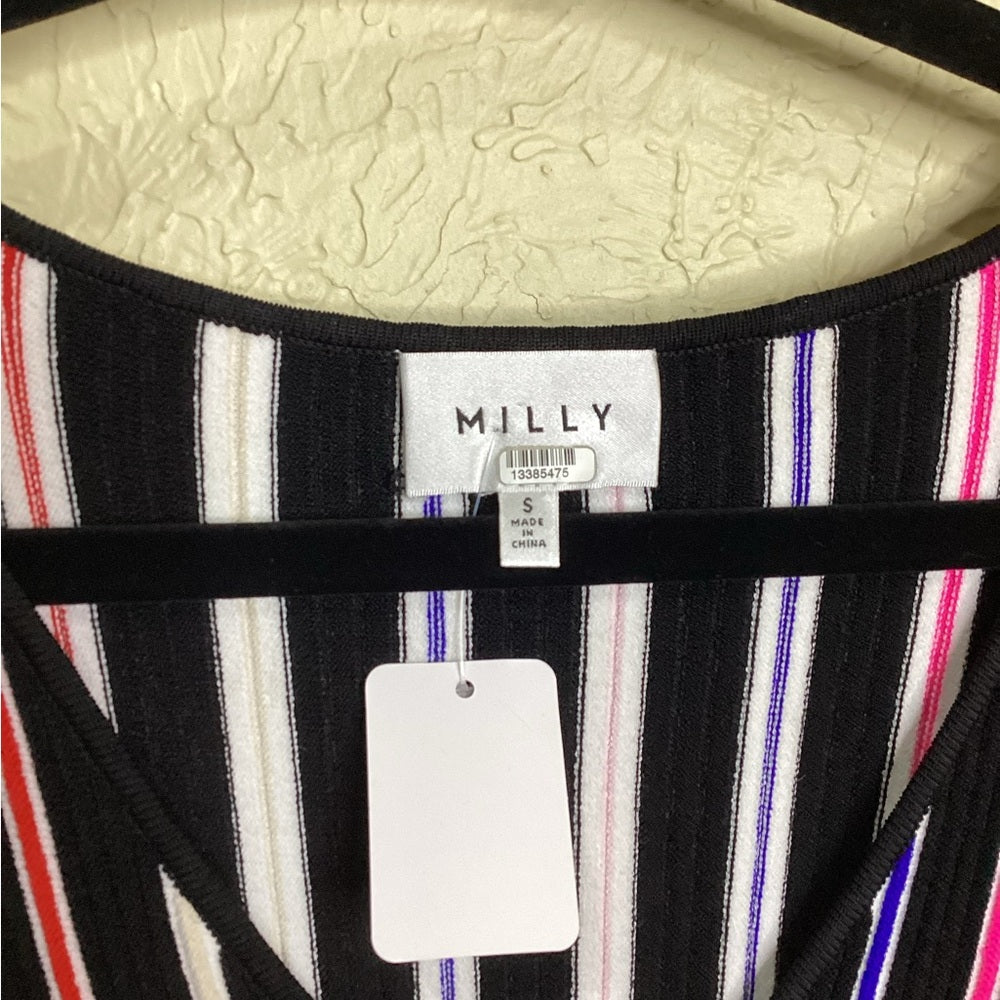 SIZE S Milly of New York Black and White A-Line Mini Dress with Flutter Sleeves