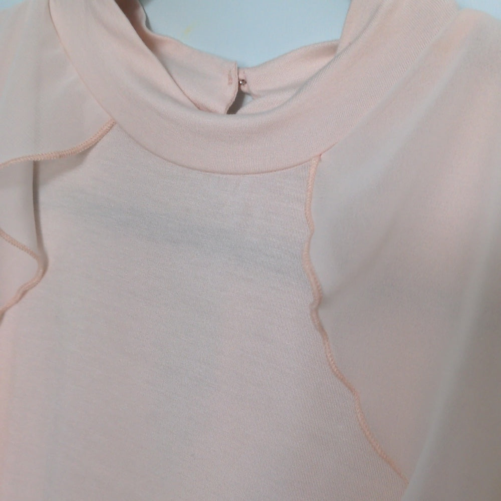 SIZE XL Cable & Gauge Light Pink Top with Ruffle on the Sides and a Keyhole Back