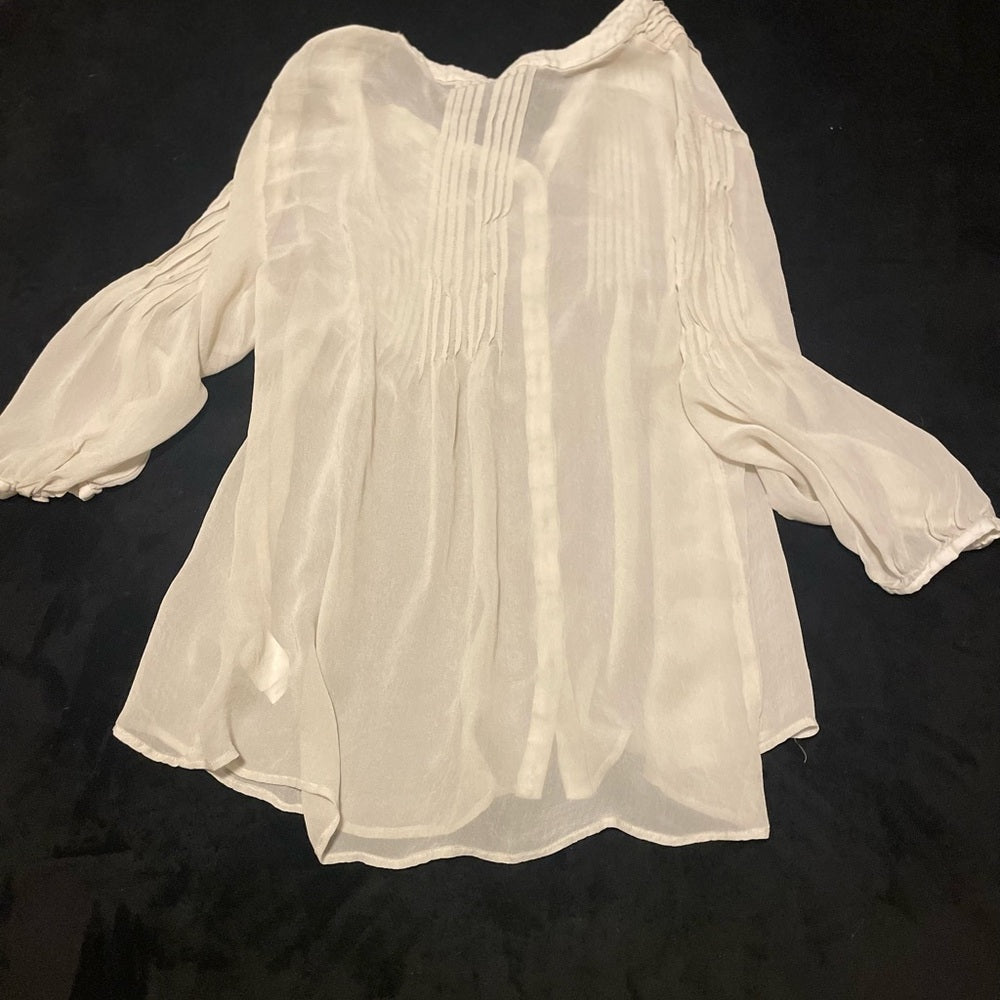 Women’s Size XLarge Tan See-through Blouse