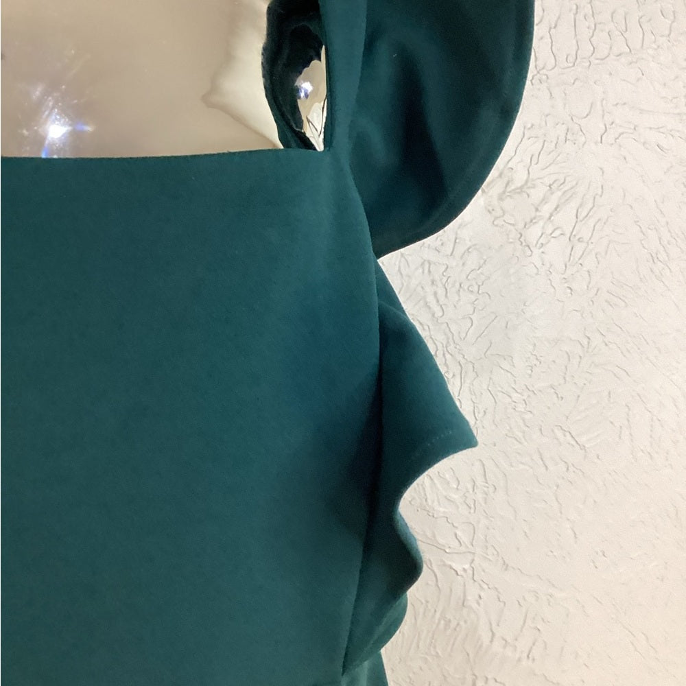 SIZE LARGE Petal & Pup Green Ruched High-Low Cocktail Dress