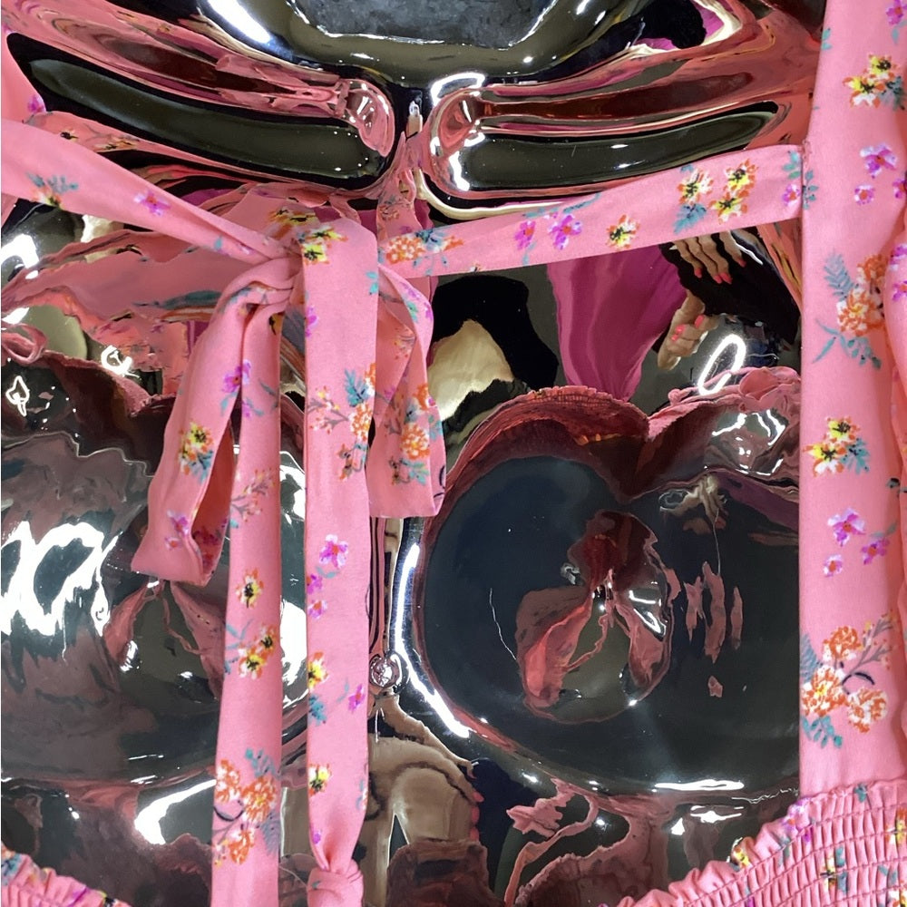 SIZE 10 Pink and Yellow Ruffled Tiered Midi Sundress