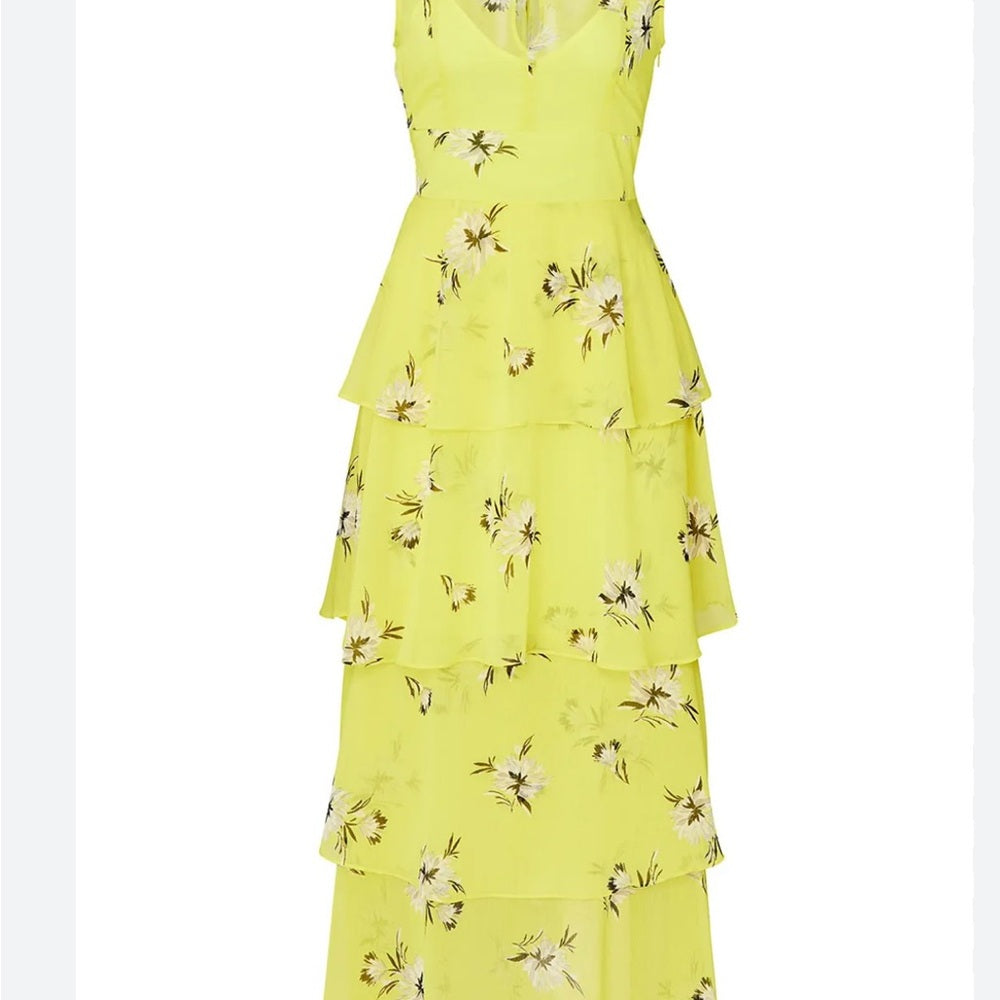 Size 14 Yellow Tiered Ruffled Maxi Sundress