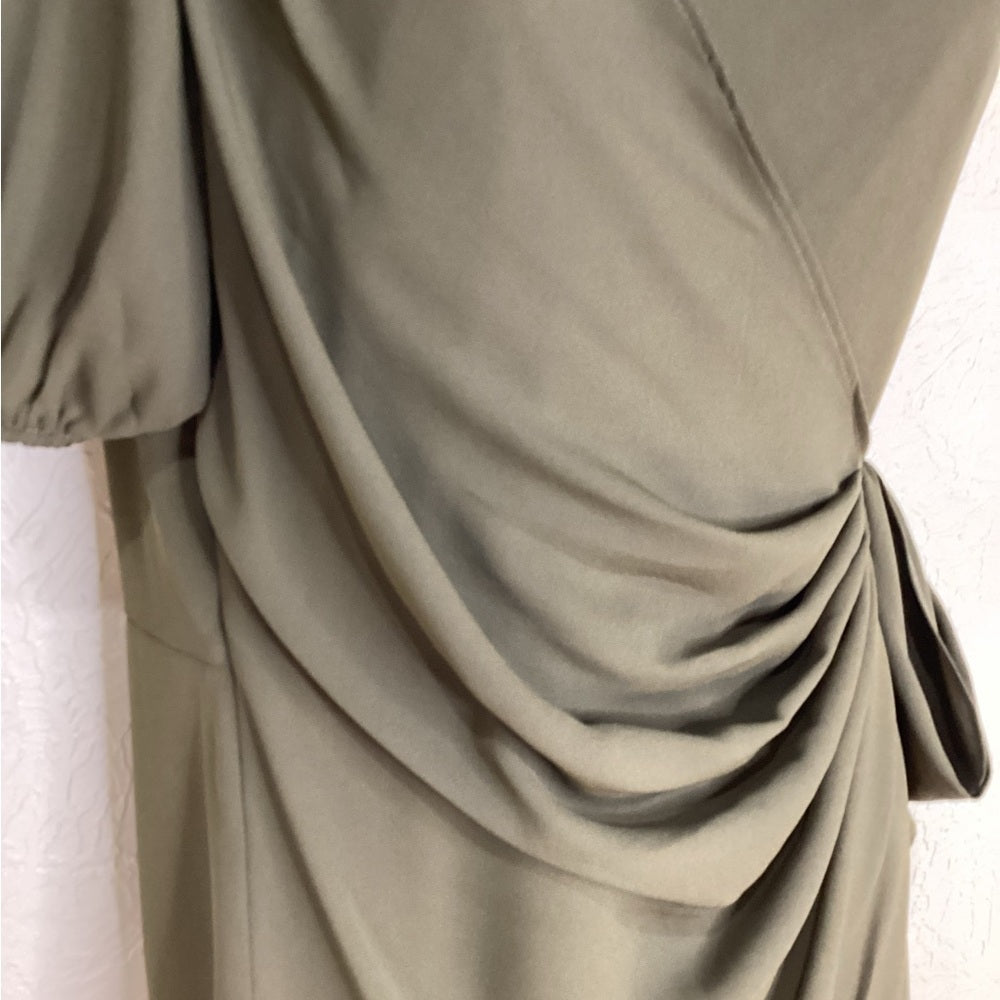 NWT SIZE Small Green Asymmetrical Ruched One-Shoulder Dress