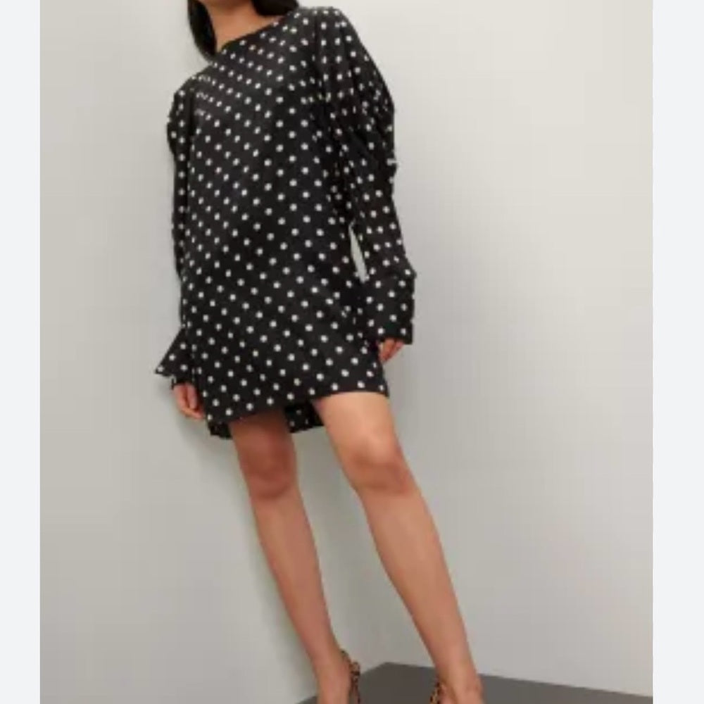 Size Large Nina Ricci Black and White Ruffled Tiered Dress