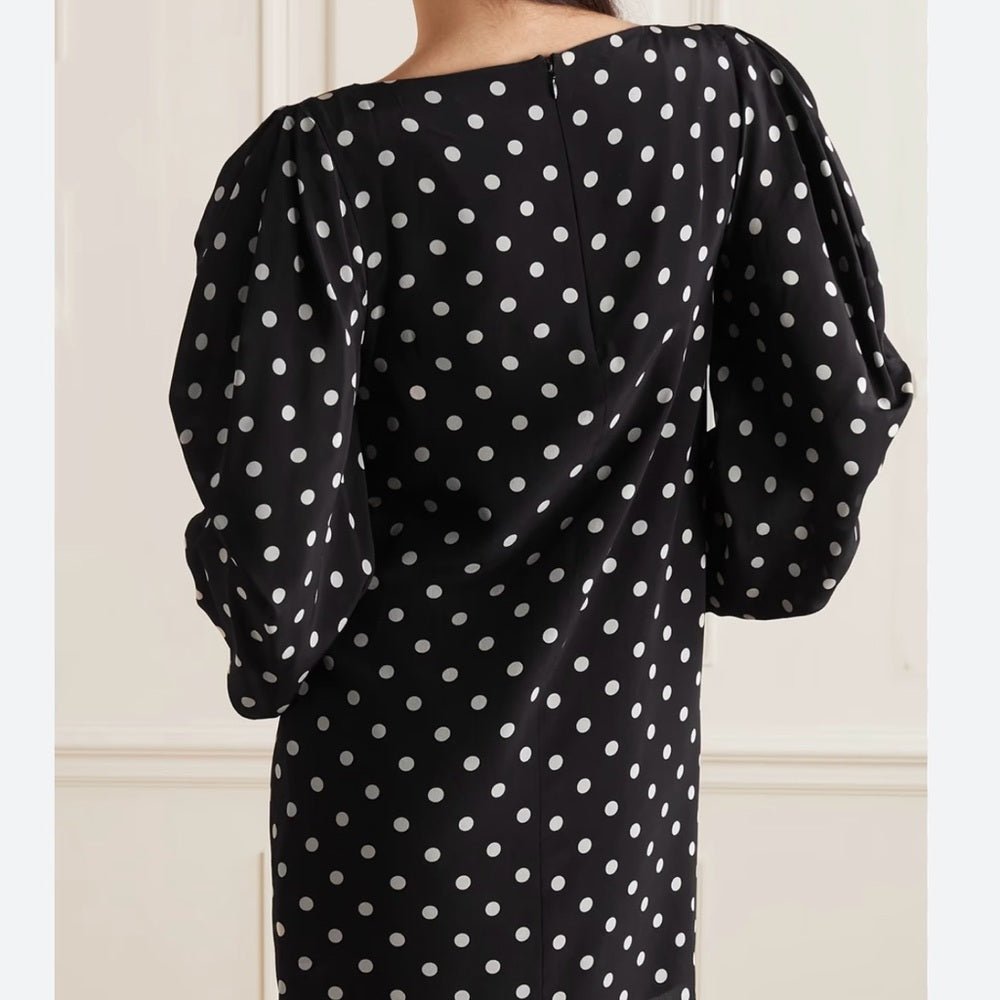 Size Large Nina Ricci Black and White Ruffled Tiered Dress