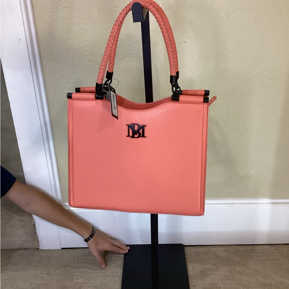 NWT SIZE OS Badgley Mischka Pink Satchel with Braided Handle