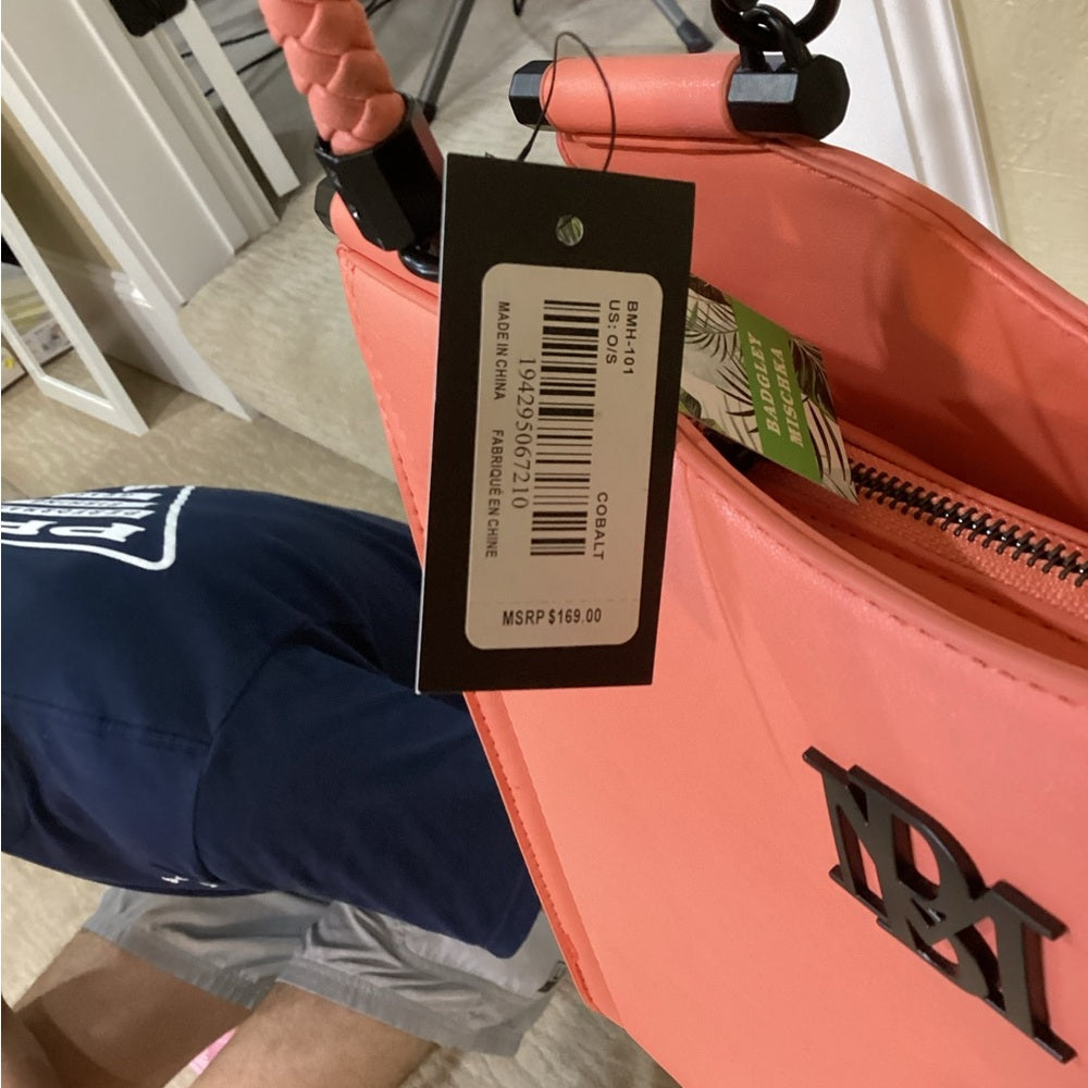 NWT SIZE OS Badgley Mischka Pink Satchel with Braided Handle