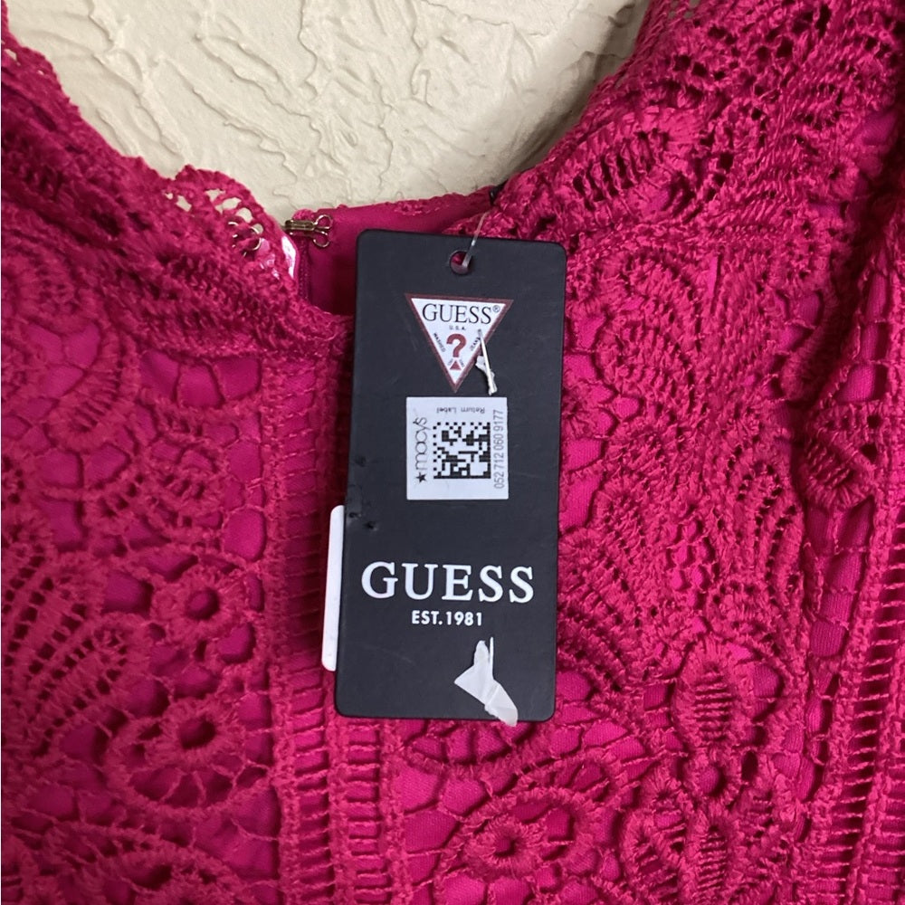 NWT SIZE 10 Guess Pink Sheath Midi Dress Sweetheart Neckline