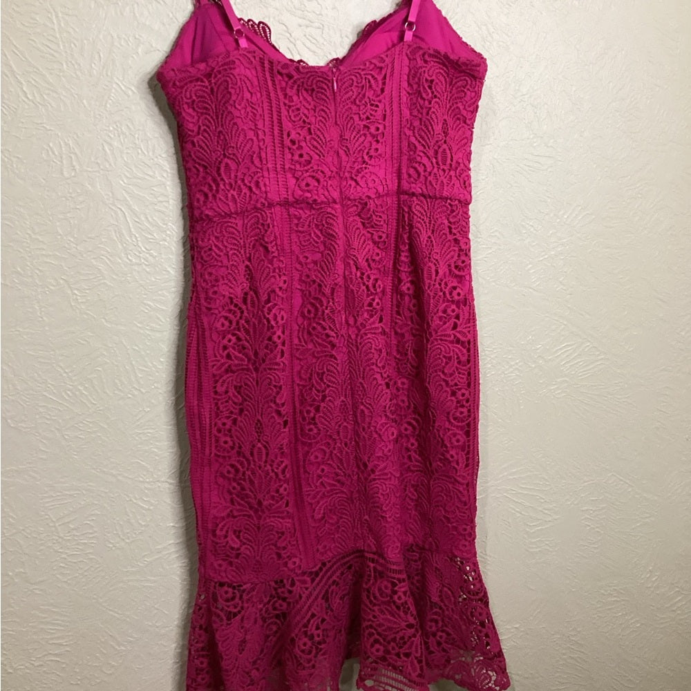 NWT SIZE 10 Guess Pink Sheath Midi Dress Sweetheart Neckline