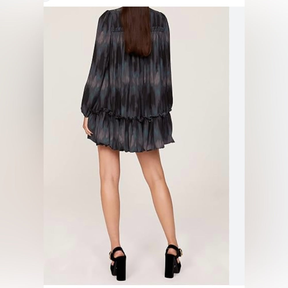 SIZE 6 Stylish Black and Gray Ruffled Dress