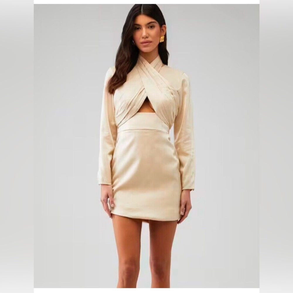 NWT SIZE SMALL Joie Cream Cowl Neck Ruched Sheath Dress