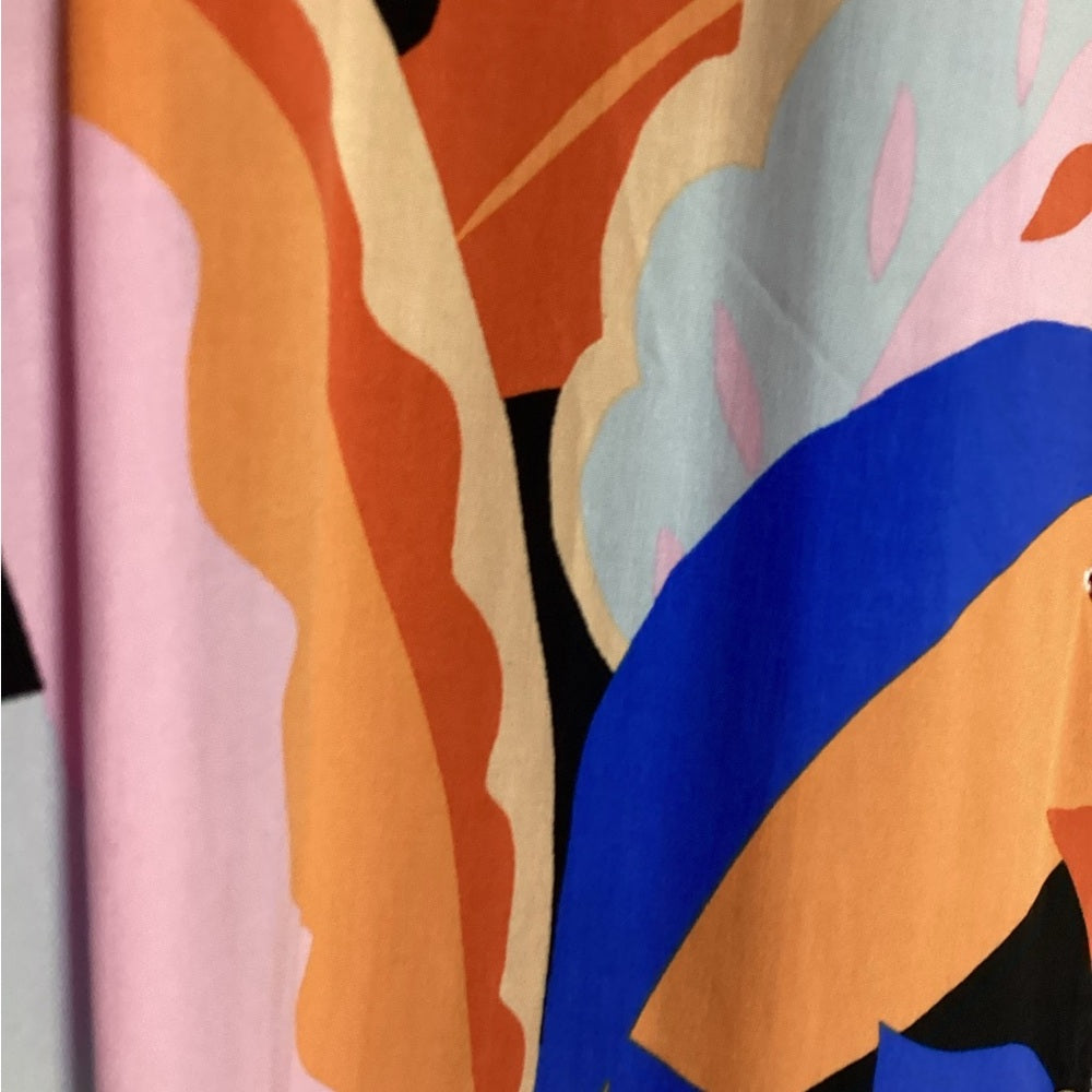 NWT SIZE L MINKPINK Blue and Orange Graphic Button Down Blouse