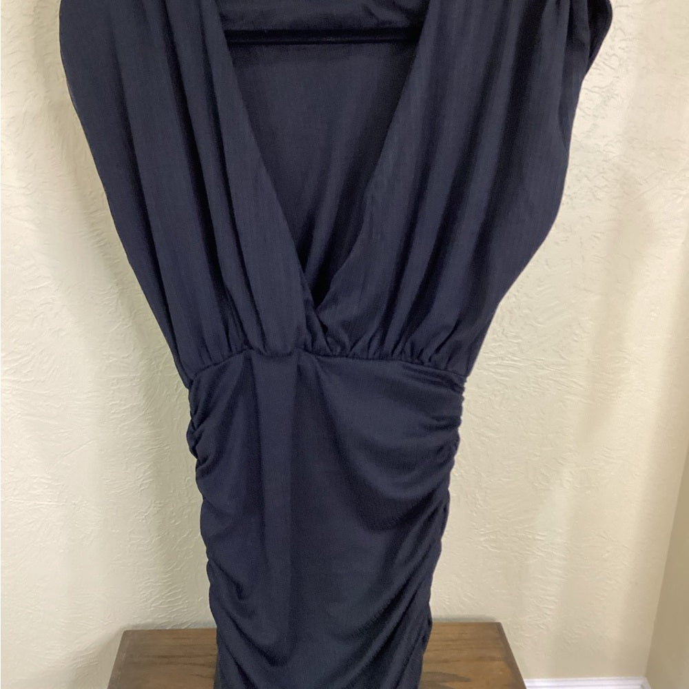 NWT SIZE SMALL Line & Dot Black Ruched Asymmetrical Sheath Dress