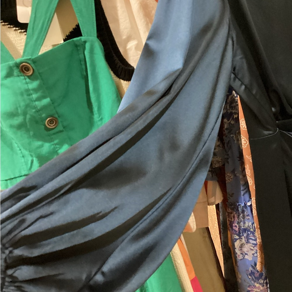 SIZE 14 Petal & Pup Blue Sheath Cocktail Dress with Bishop Sleeves