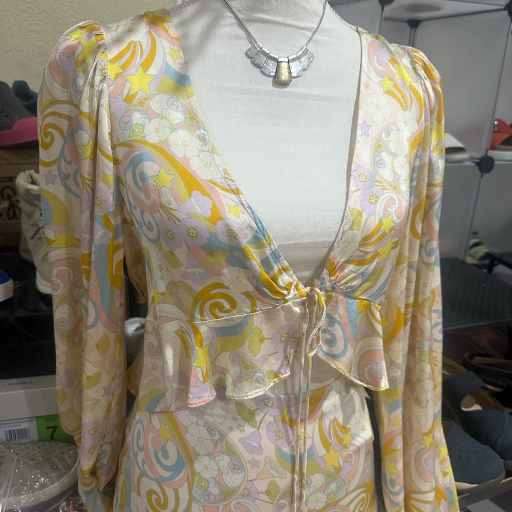 NWT SIZE MEDIUM For Love and Lemons Women's Multicolor Patterned Top
