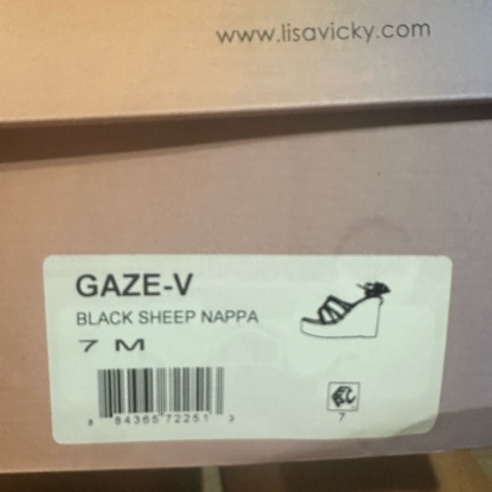 NEW SIZE 7 Elegant Black and Tan Wedges with Ankle Tie