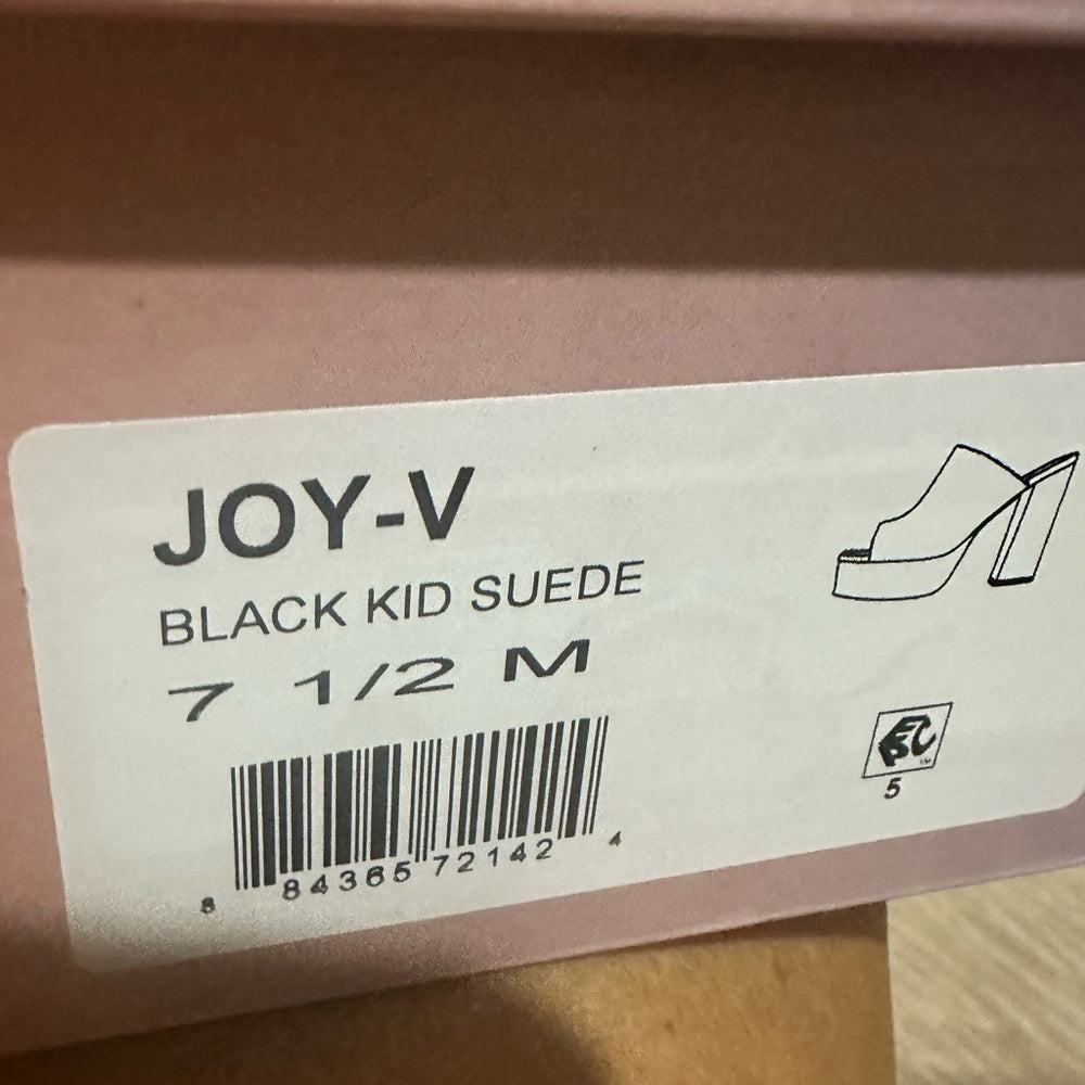 NEW SIZE 7 1/2 Black Chunky Heel Mules with Cork Platform