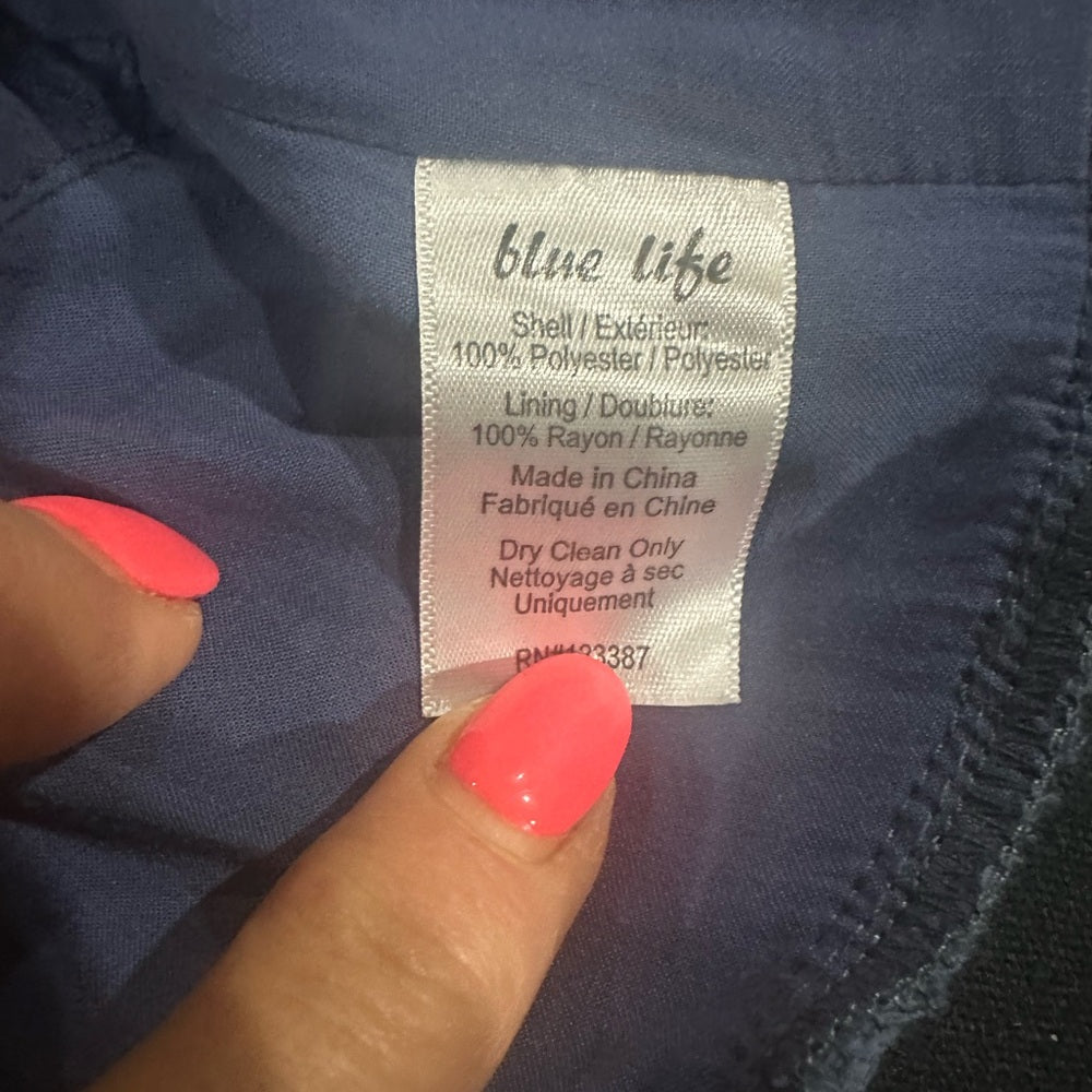 SIZE XS Blue Life Blue Fitted Crop Top with Mandarin Collar