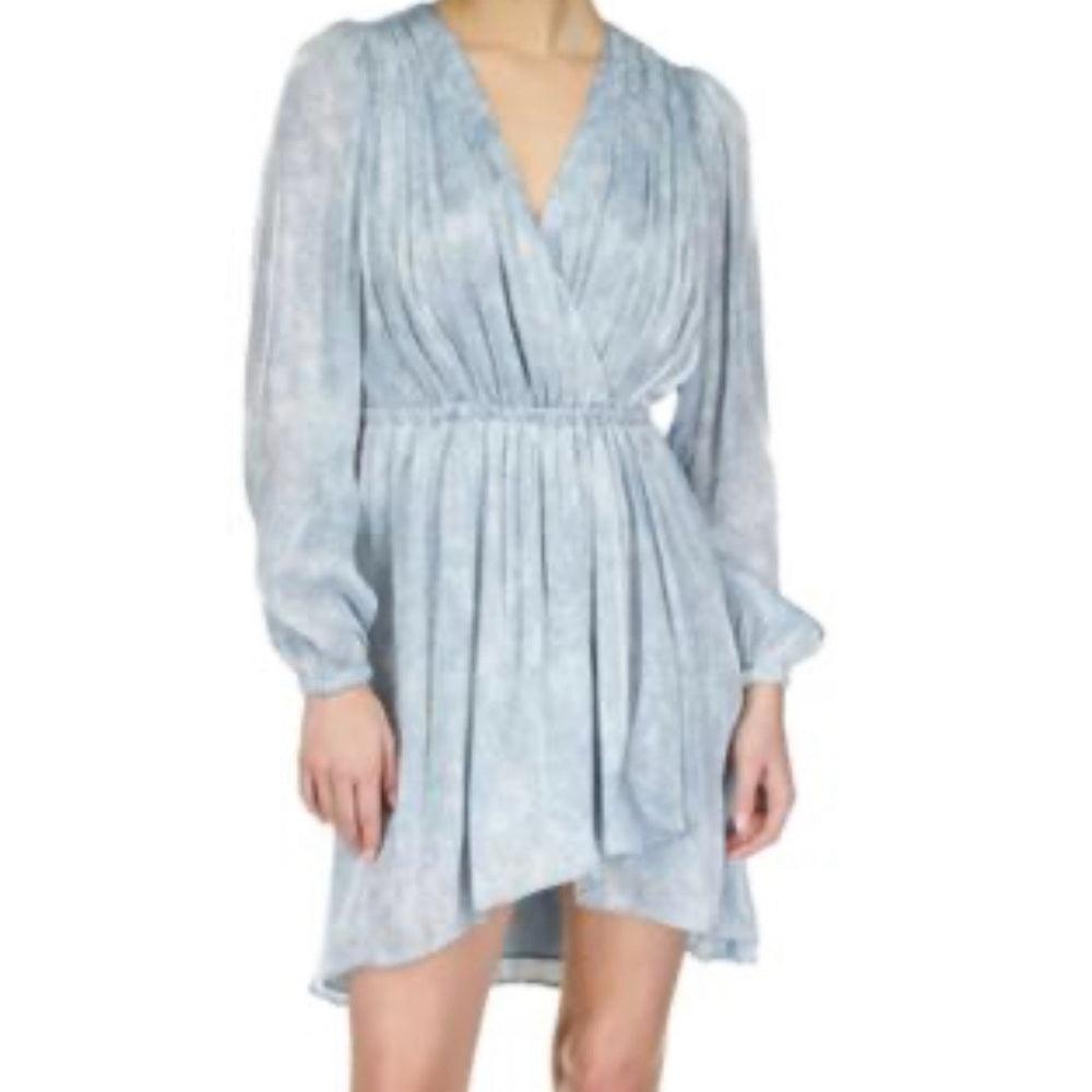 NWT SIZE XL Michael Kors Blue Asymmetrical Wrap Dress with Bishop Sleeves